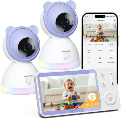 YESIMOM Babyphone 2K 5" PTZ 360°